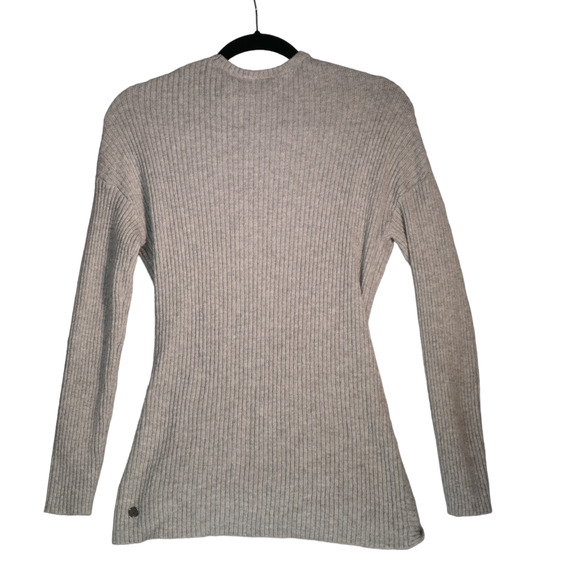 Zella Knit Sweater Womens Small Gray Faux Wrap Criss Cross Front Ribbed - Picture 5 of 5